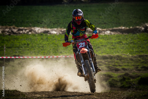 Motocross rider on the crosscountry race