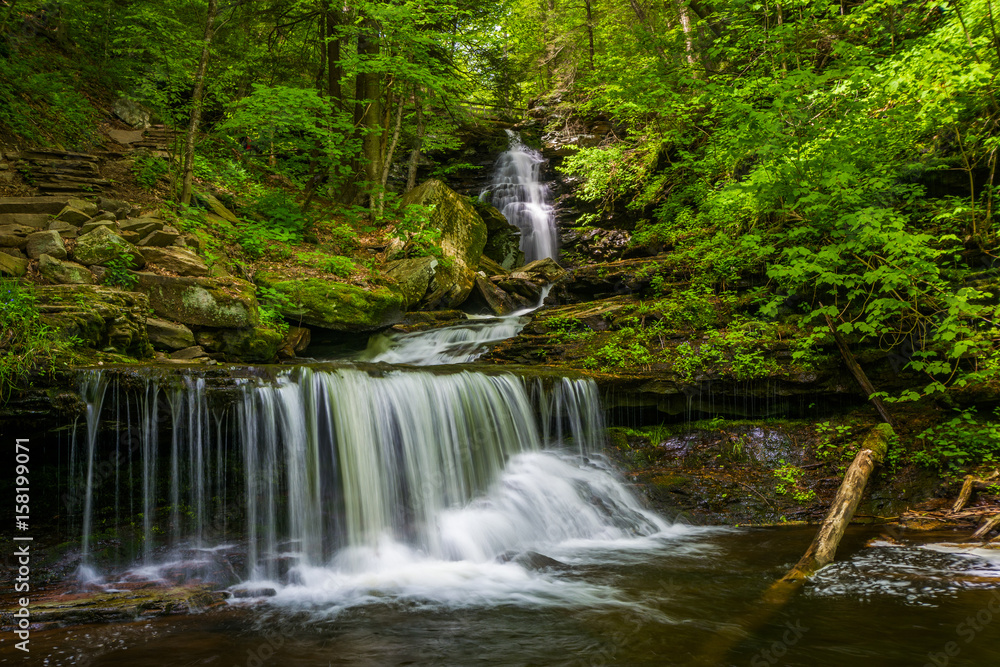 Ozone Falls, at Ricketts Glen State Park, Pennsylvania. Ozone Falls, at Ricketts Glen State Park, Pennsylvania.