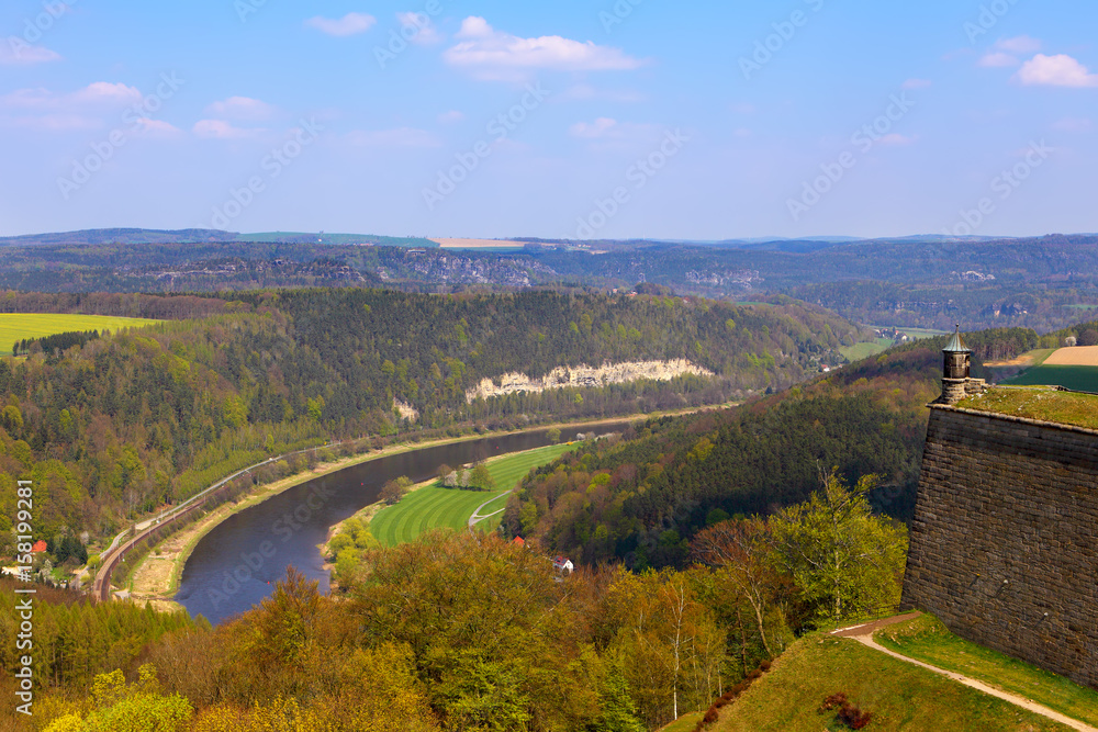Elbe river from konigstein fortress, Saxony (Germany)