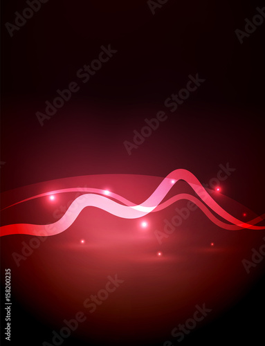 Glowing magic wave line with light effects in darkness