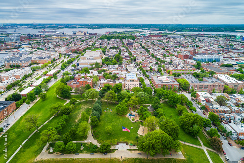 Fototapeta Naklejka Na Ścianę i Meble -  View of Federal Hill Park, in Baltimore, Maryland.