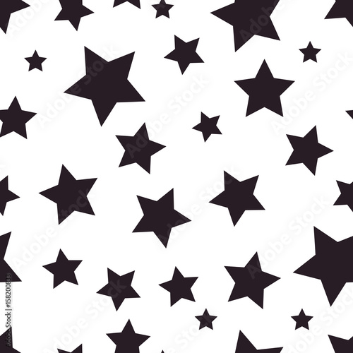 Seamless pattern with black stars