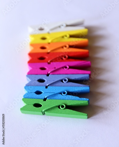 Clothespegs party-colored wooden