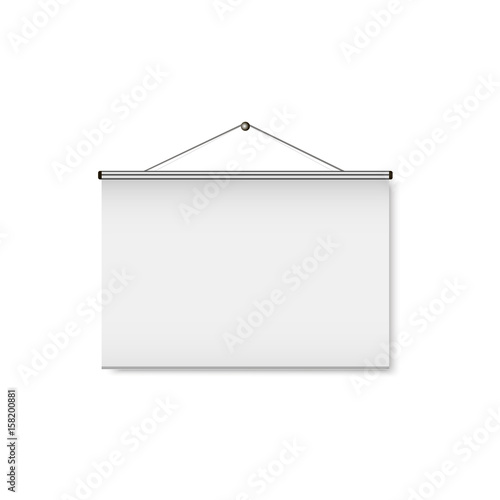 Blank realistic portable projection screen. Vector illustration.  