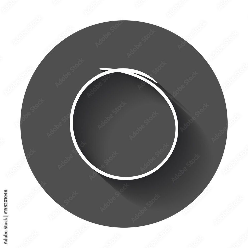 Hand drawn scribble circle. Vector element. Illustration with long shadow.