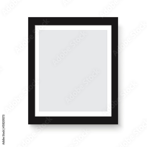 Glossy black picture frame for your presentations. Vector