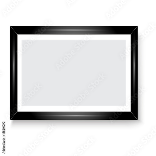 Glossy black picture frame for your presentations. Vector