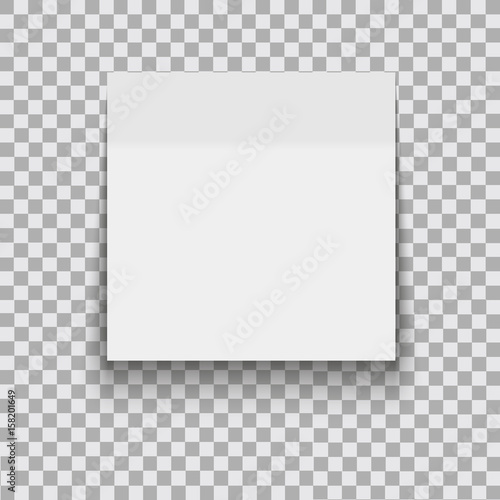  Paper sheet on translucent sticky tape with shadow. Empty note template for your design. Vector illustration