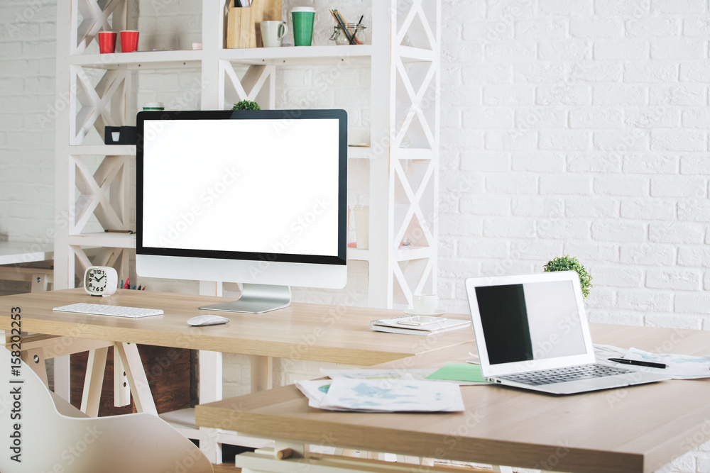 Creative office with empty devices Creative office with empty devices