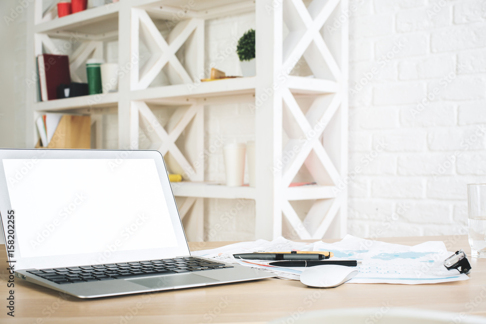 Fototapeta premium White laptop closeup