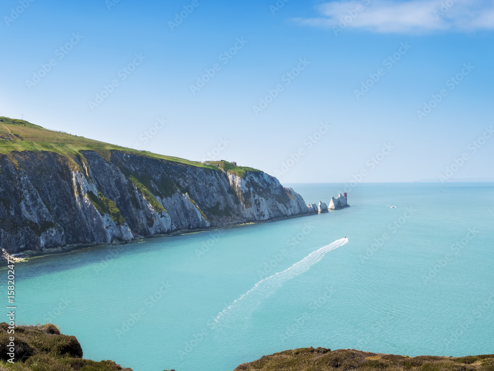 The Needles rock formation on the Isle Of Wight England UK