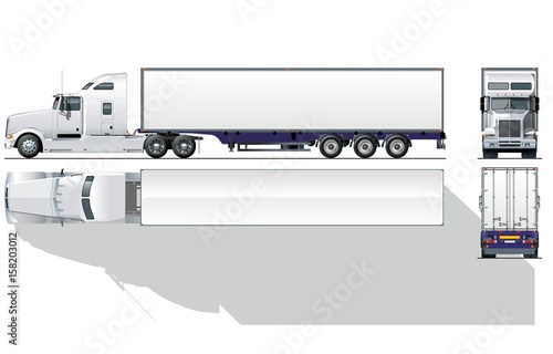 Vector truck template isolated on white