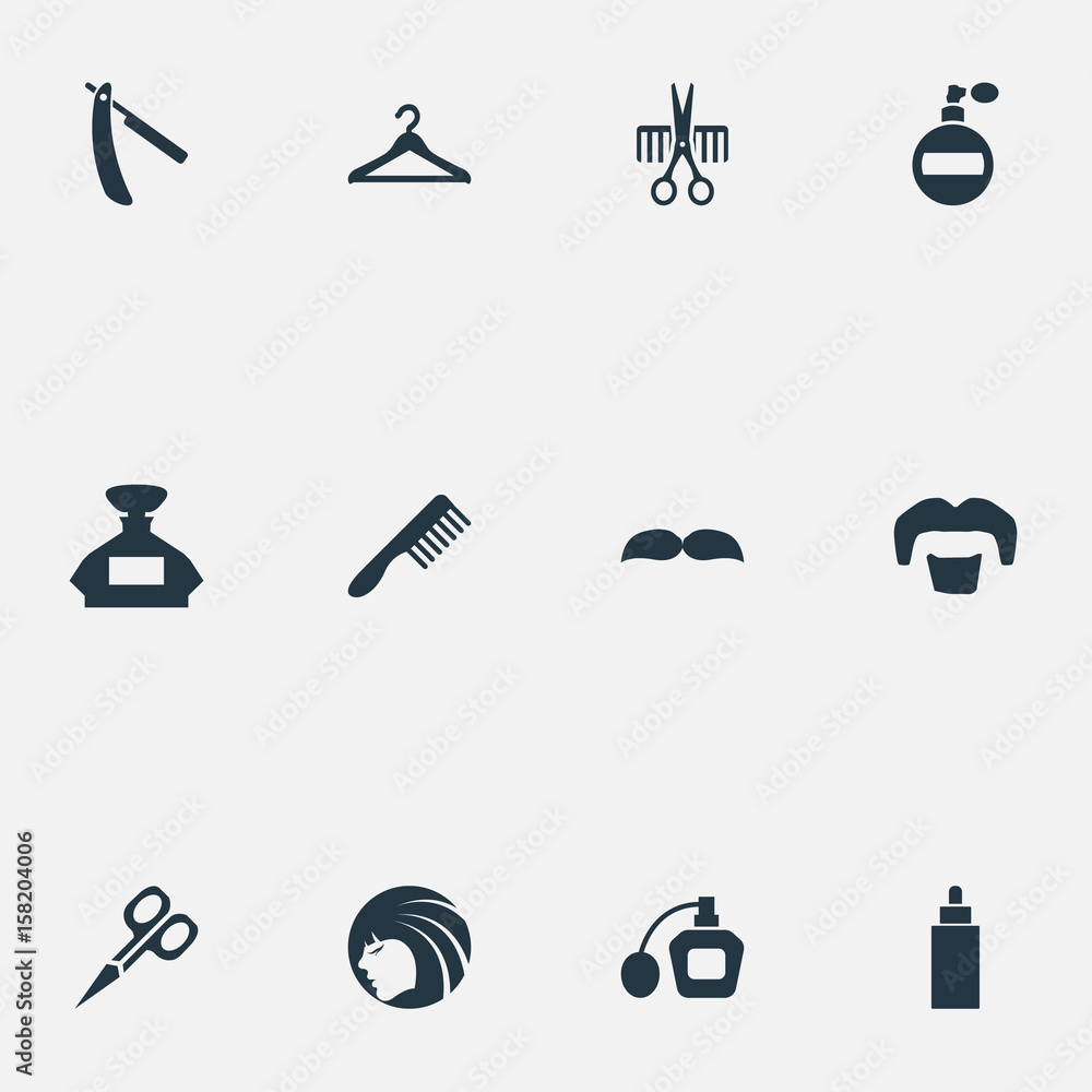 Vector Illustration Set Of Simple Hairdresser Icons. Elements Blade