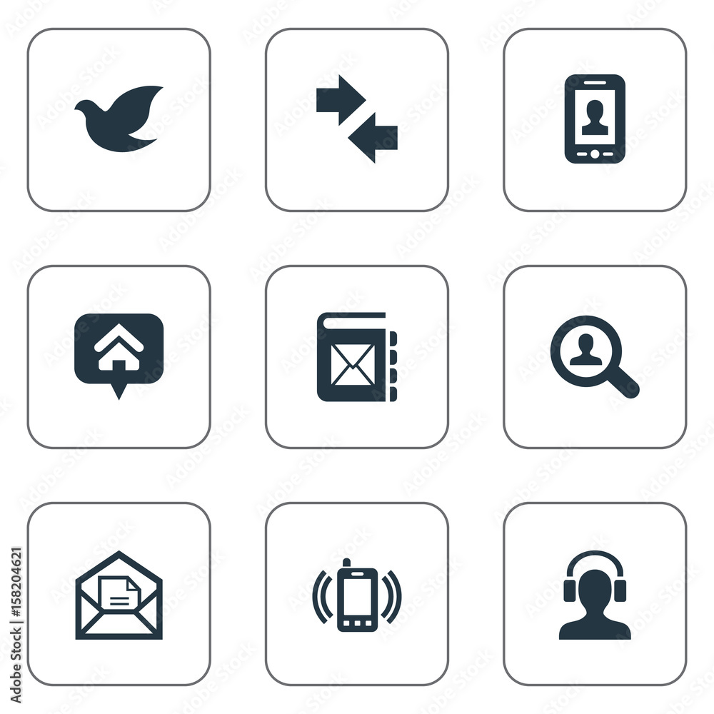 Vector Illustration Set Of Simple Communication Icons. Elements Left