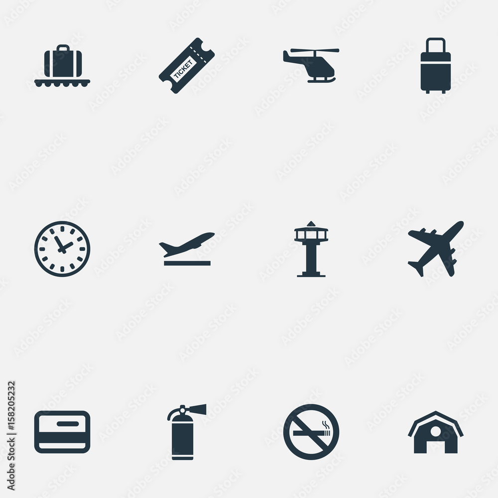 Vector Illustration Set Of Simple Transportation Icons. Elements Watch