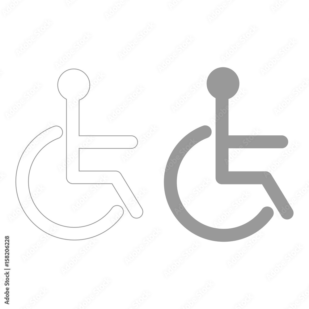Sign of the disabled the grey color icon . Sign of the disabled the grey color icon .