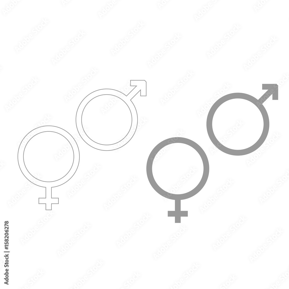 Venus and Mars symbol the grey color icon . Venus and Mars symbol the grey color icon .