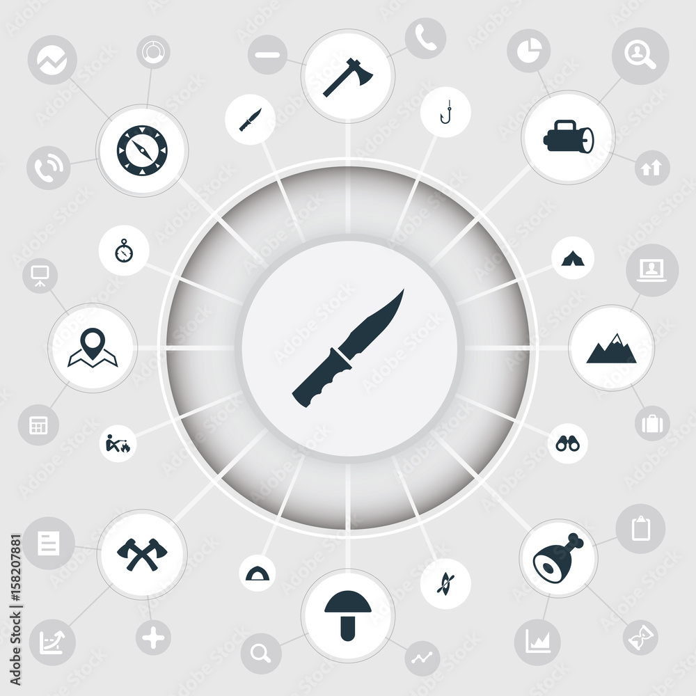 Vector Illustration Set Of Simple Mountaineering Icons. Elements