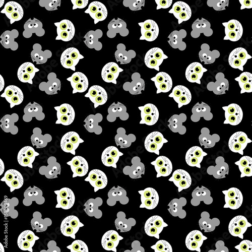 set of seamless pattern with cat and mouse. vector