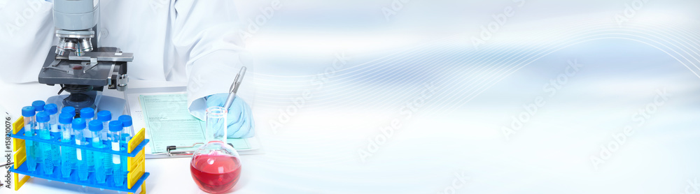 Fototapeta premium Doctor woman with microscope