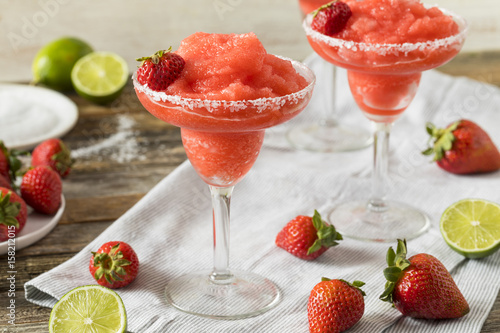 Homemade Red Frozen Strawberry Margarita photo