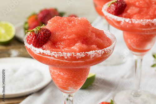 Homemade Red Frozen Strawberry Margarita photo