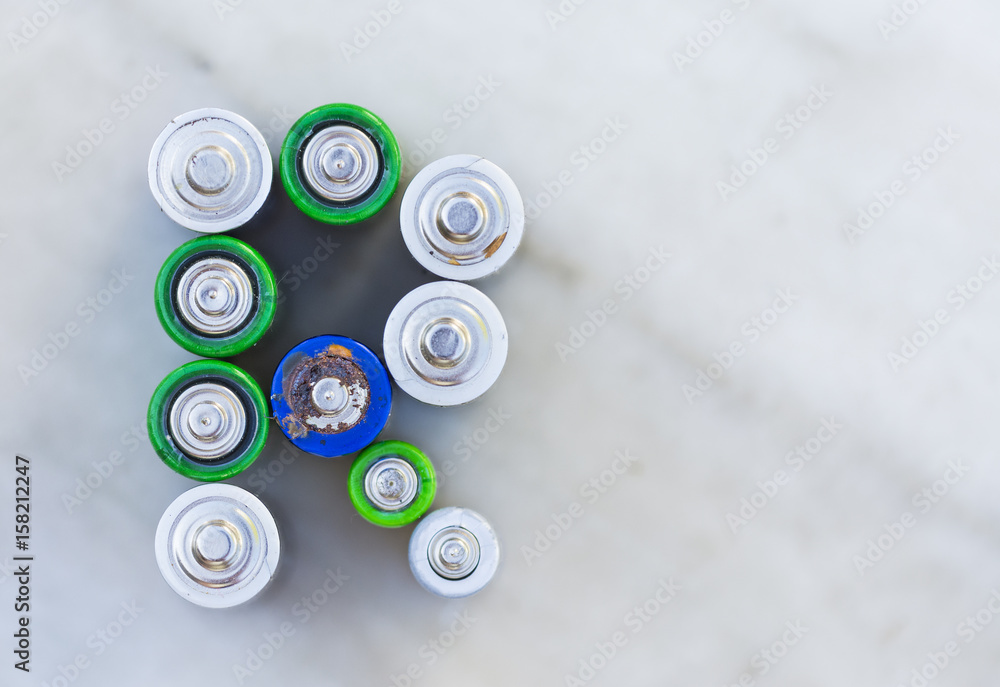 Used batteries ready to be recycled Used batteries ready to be recycled
