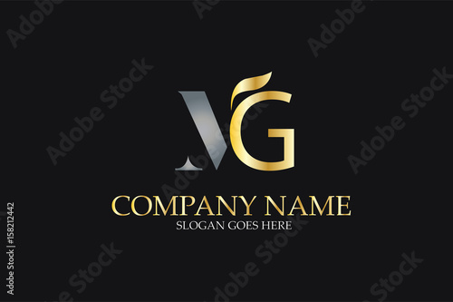 MG Letter Logo Design in Golden and Metal Color