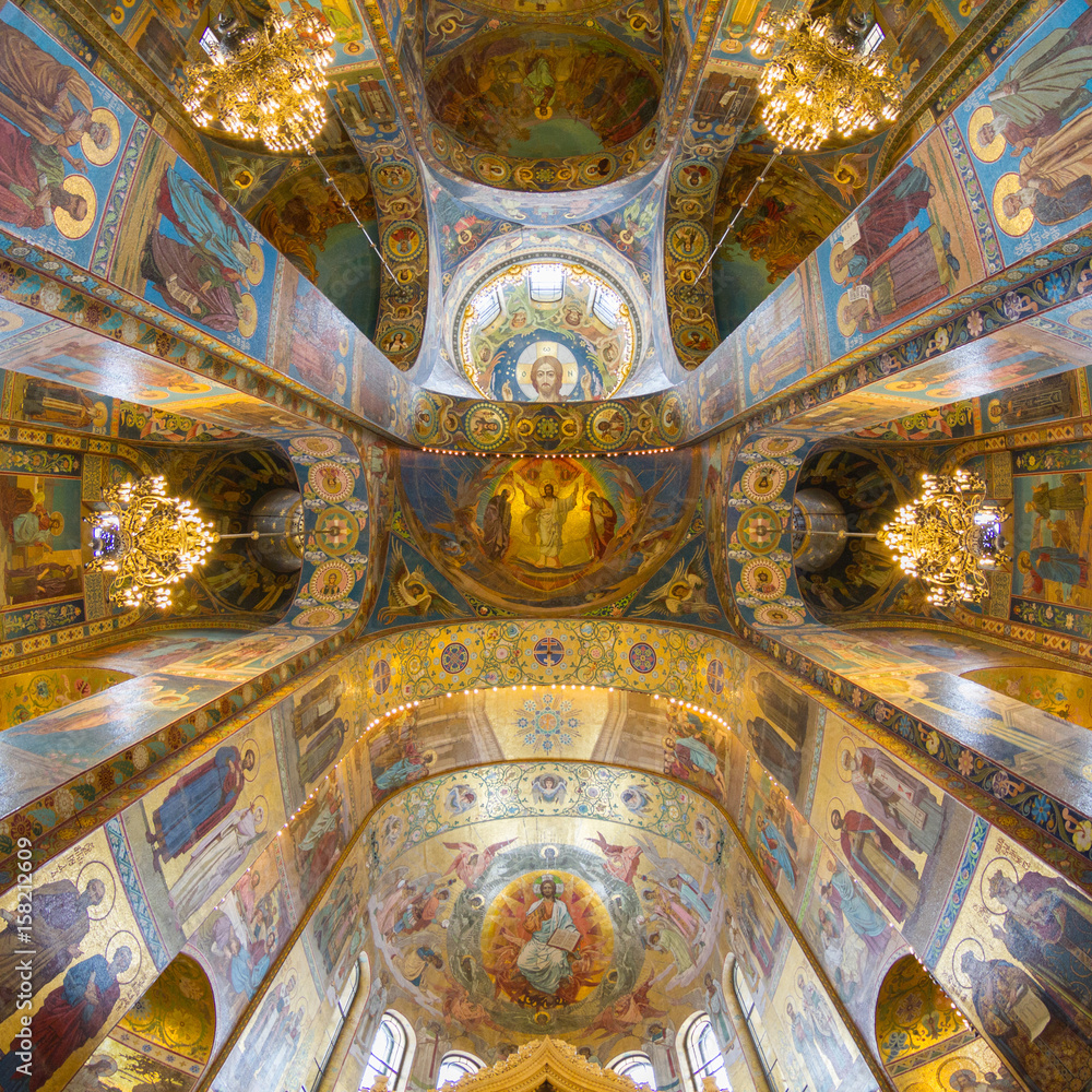 The decoration of the temple of the Savior on Spilled Blood in St. Petersburg.