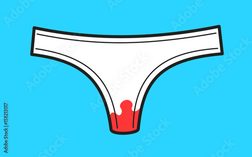 Vetor do Stock: Blood stain on panties - bloodstained spot on female  underwear after bleeding from vagina during menstruation / period. Simple  vector illustration of dirty underpants