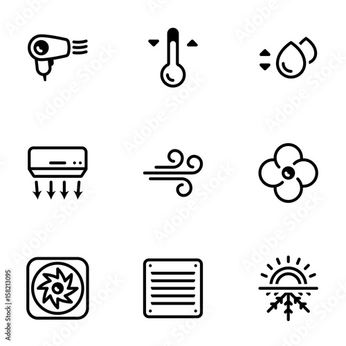 Icons for theme Cooling, air conditioning , vector, icon, set. White background