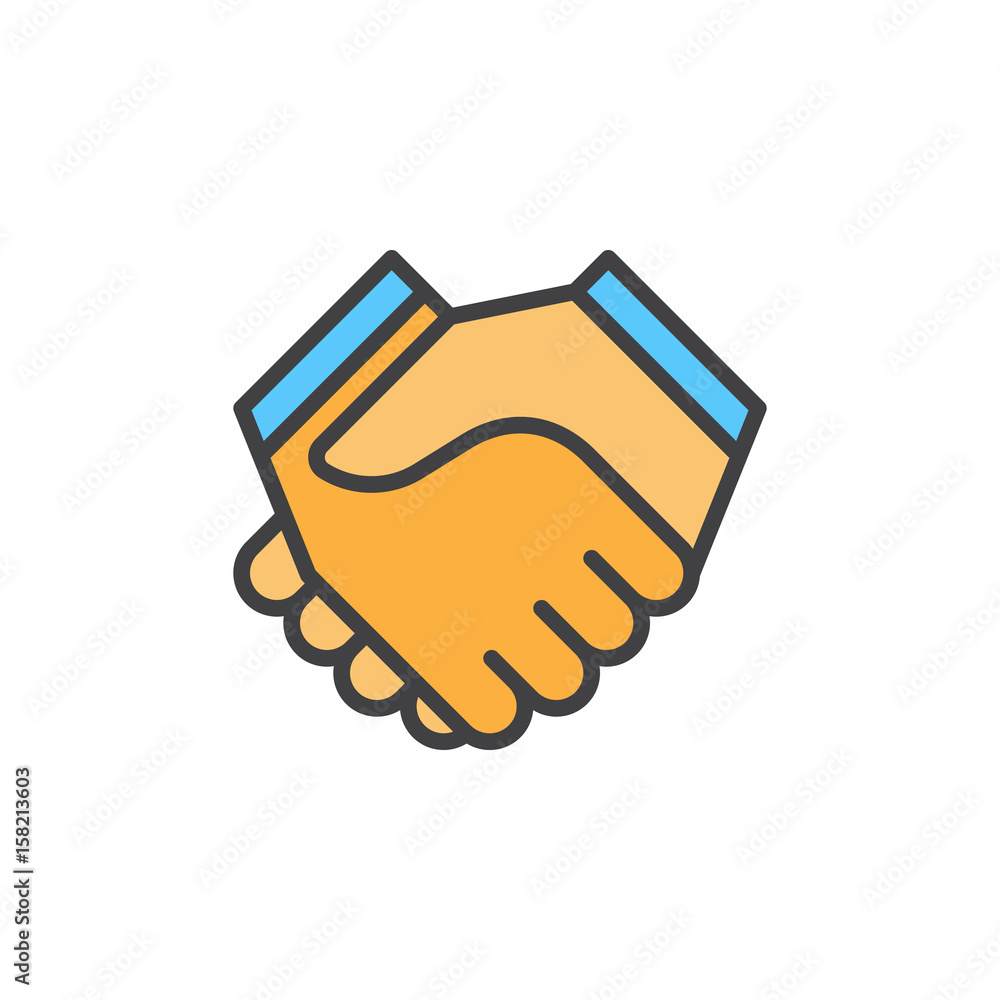 Handshake filled outline icon, vector sign, Partnership colorful illustration
