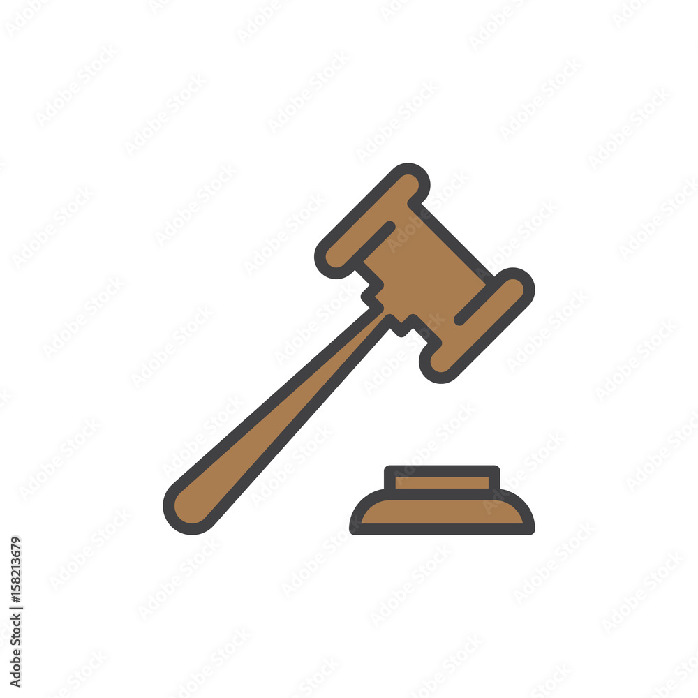 Auction hammer, gavel filled outline icon, vector sign, colorful illustration Auction hammer, gavel filled outline icon, vector sign, colorful illustration