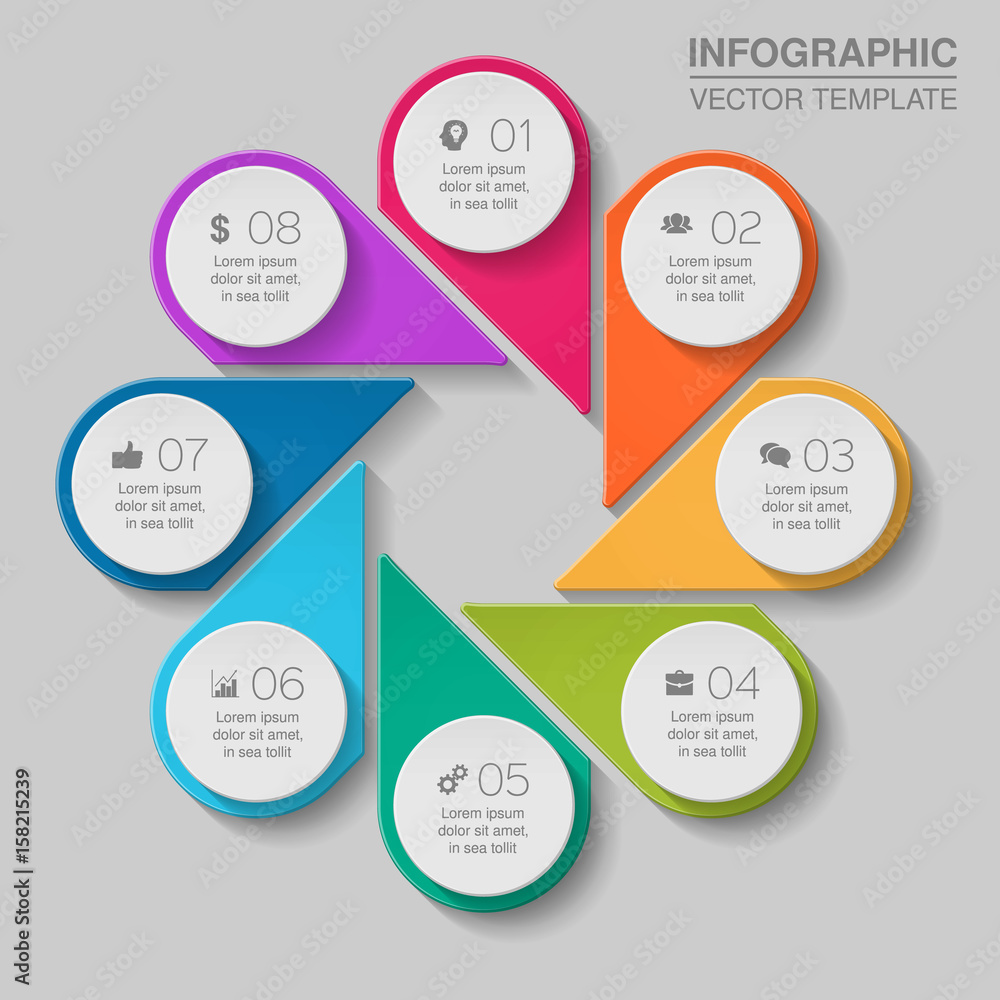 Vector infographic template for diagram, graph, presentation, chart, business concept with 8 options. Vector infographic template for diagram, graph, presentation, chart, business concept with 8 options.
