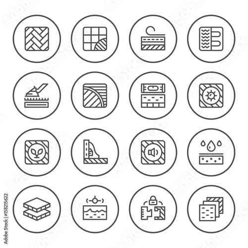 Set round line icons of floor