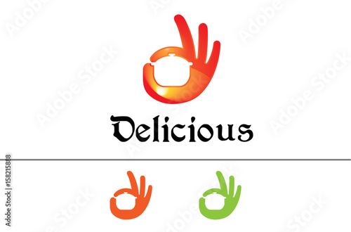 Delicious Tasty Hand Symbol Logo Design Illustration