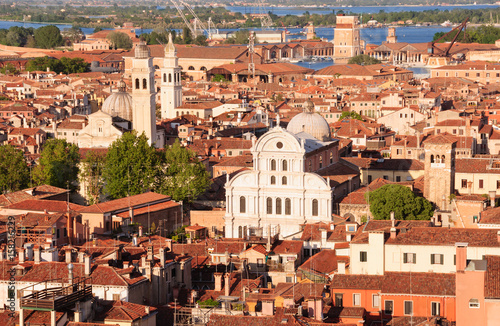 Venice Italy. Wide angle view from high tower.
