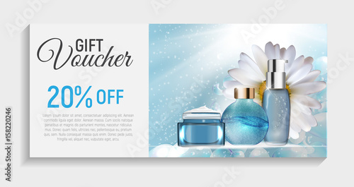 Gift Voucher  with Design Cosmetics Product  Template Background