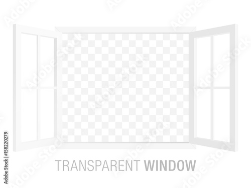 White vector window template, isolated on background. Two-sided opened window mockup.