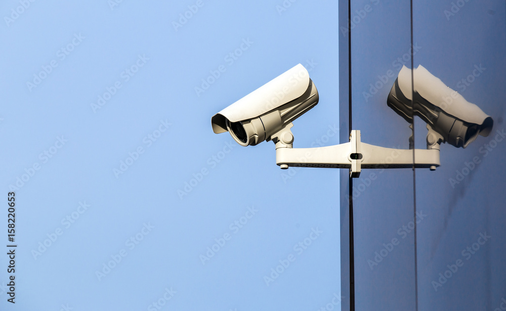Security camera on the wall Private property protection Security camera on the wall Private property protection