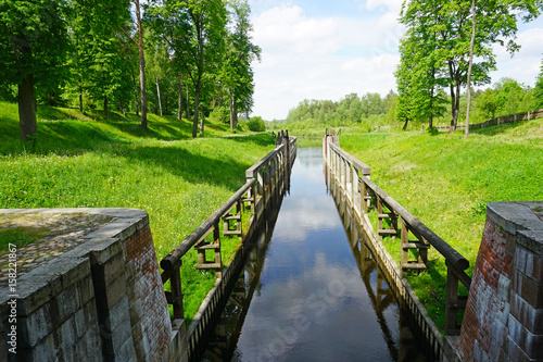 Gateways sluice (locks) on the Augustow Canal, Poland, Belarus. It is under the protection of UNESCO
