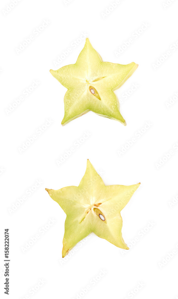 Single slice of carambola fruit Single slice of carambola fruit