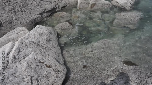 Eau claire percutant des roches