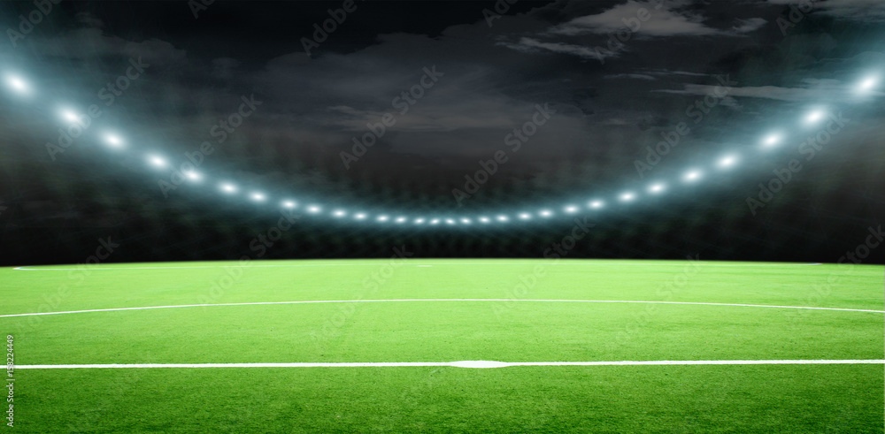 soccer field with thw very bright lights