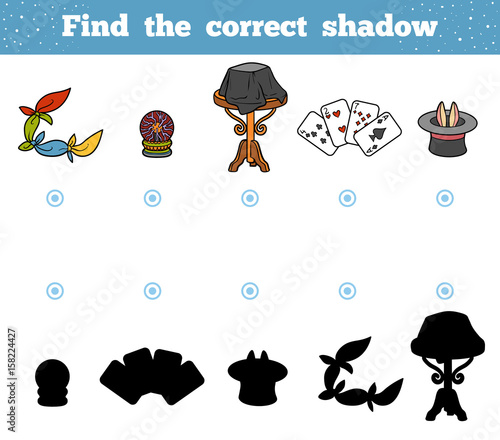 Find the correct shadow. A set of accessories for the magician