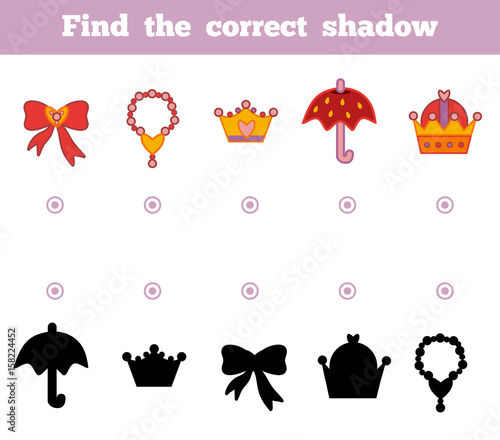 Find the correct shadow. A set of accessories for the princess