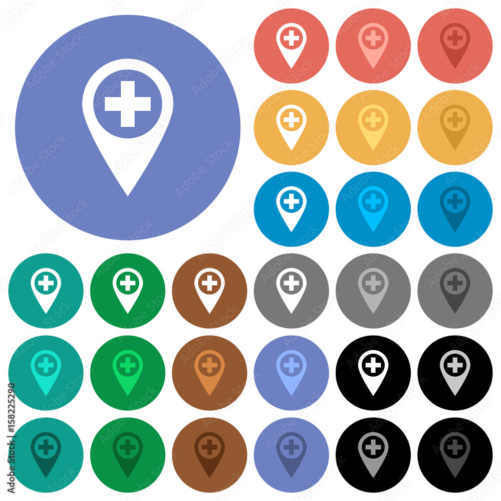Add new GPS map location round flat multi colored icons Add new GPS map location round flat multi colored icons