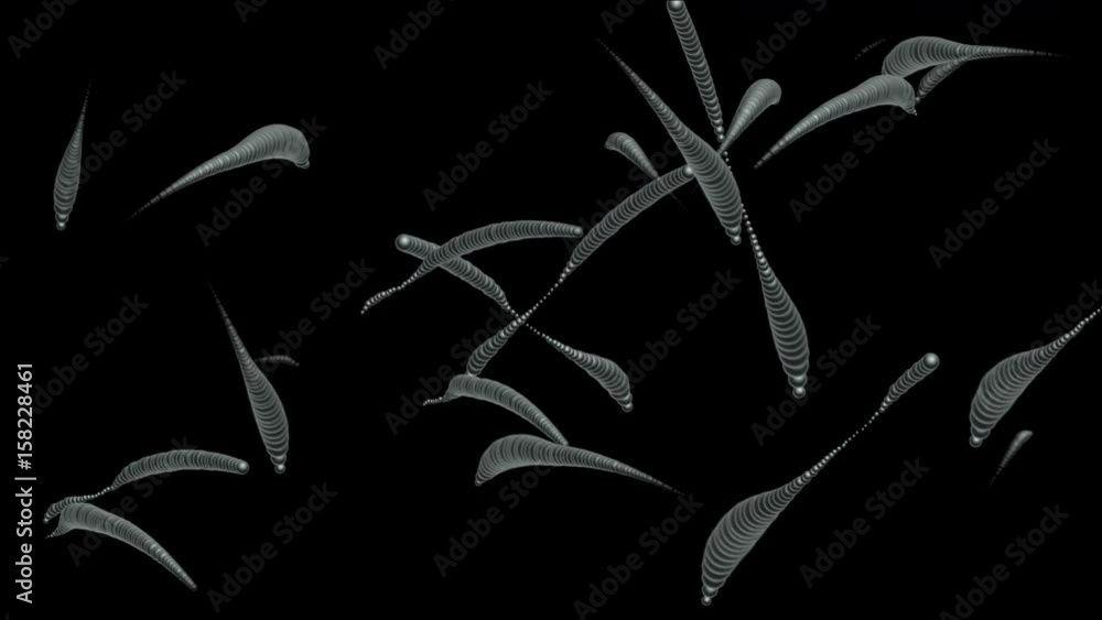 4k Abstract 3d biology metal balls background,earthworm,bacteria worm ...