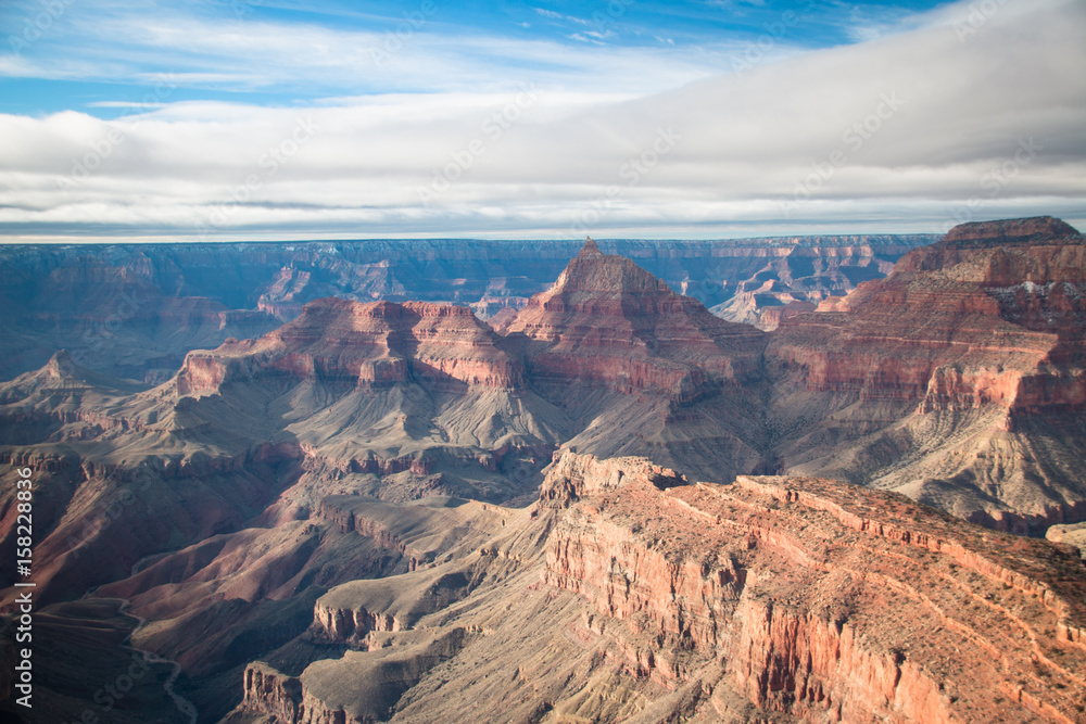 view over the north rim part in grand canyon from the helicopter