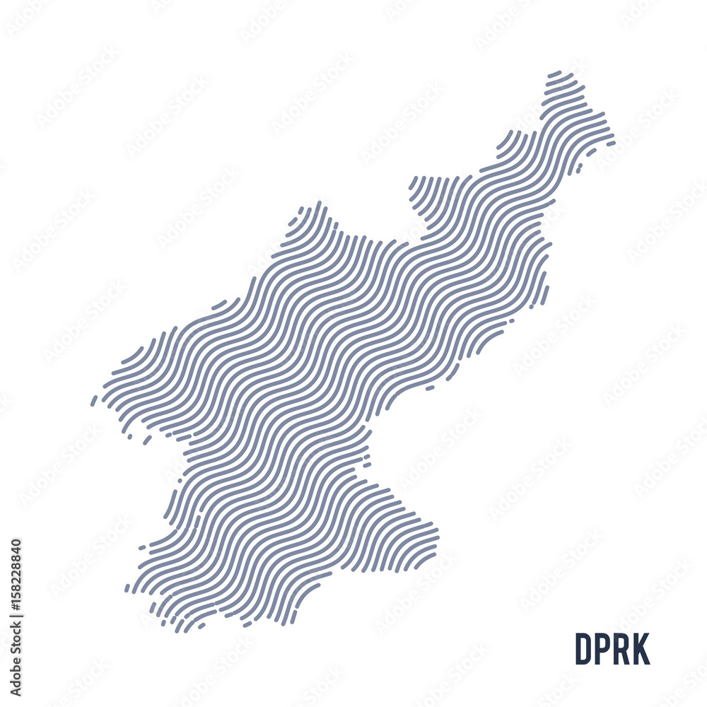 Vector abstract wave map of Democratic People's Republic of Korea isolated on a white background.